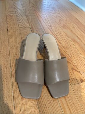 H&M Taupe Slide Mules with Square Toe